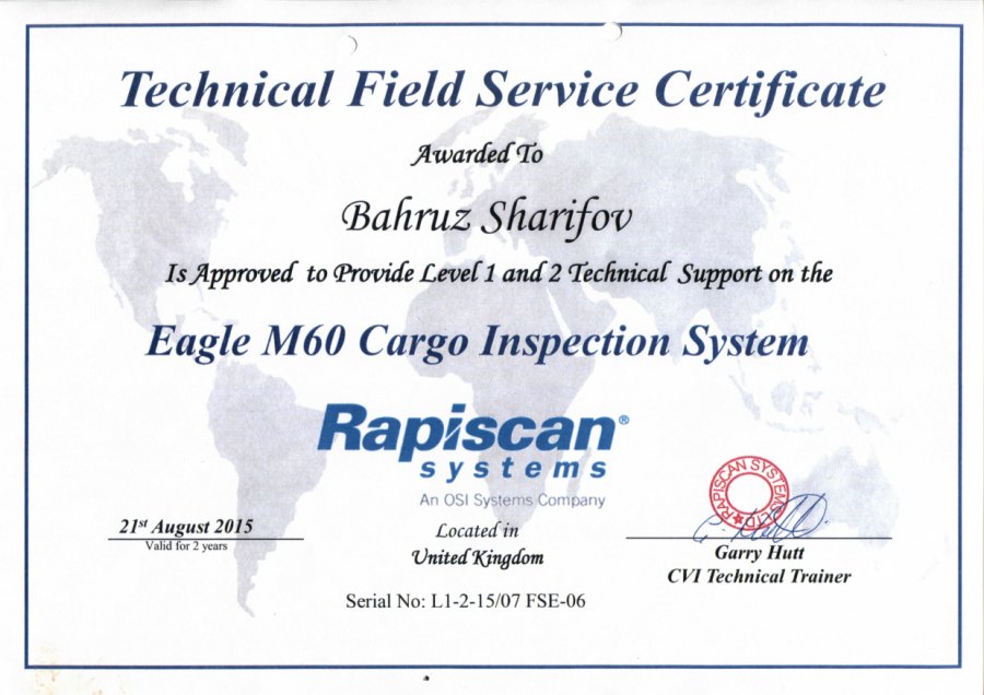Eagle M60 Cargo Inspection — Level 1 & 2 Technical Support · Bahruz Sharifov (2015)