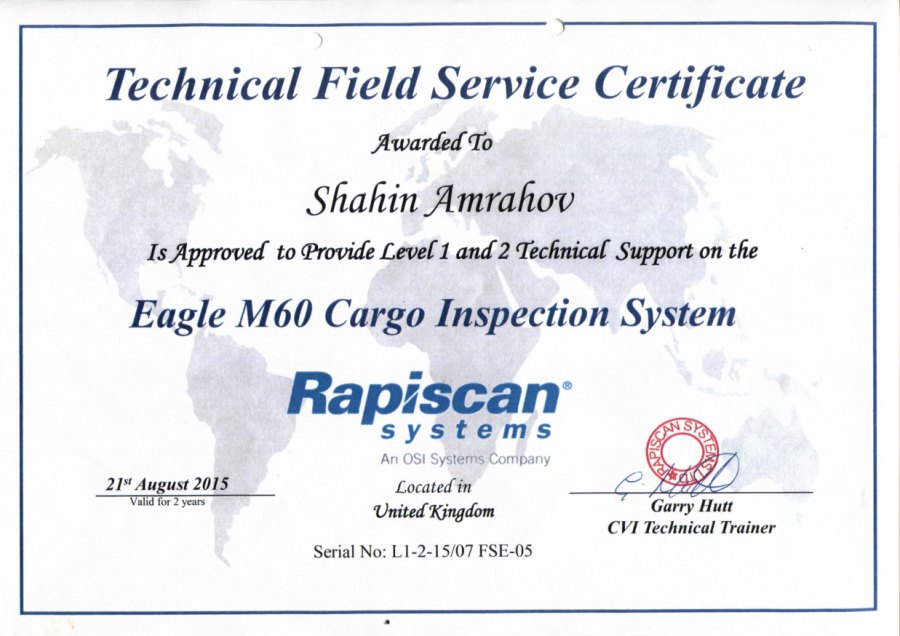 Eagle M60 Cargo Inspection — Level 1 & 2 Technical Support · Shahin Amrahov (2015)